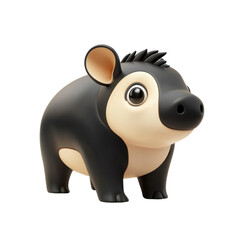 Cute 3D Cartoon Tapir Icon on transparent background for Fun Illustrations and Creative Designs
