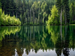 A beautiful serene forest lake landscape