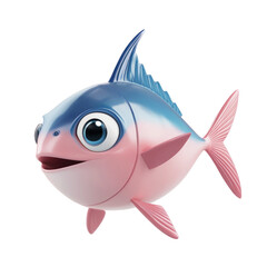 Obraz premium Cute 3D Cartoon Icon of a Tuna Fish on a transparent background.