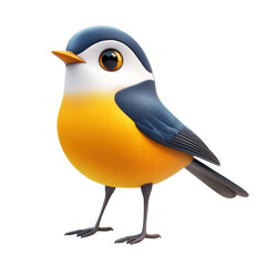 Obraz premium Cartoon 3D Warbler Bird Icon on transparent background, Colorful, Playful Design for Creative Projects