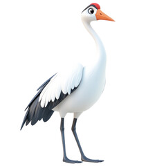 Obraz premium 3D Cartoon Icon of a Whooping Crane in Playful Style, Ideal for Nature and Wildlife Themes