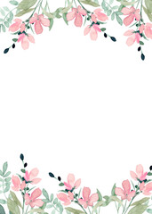 Watercolor flowers frame, background for design,