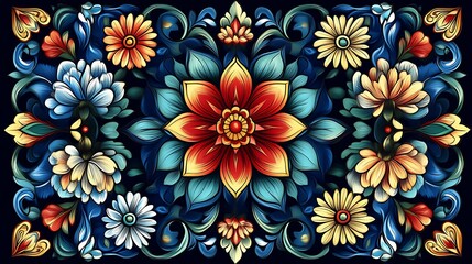 Vibrant Floral Design Featuring Bold Colors and Intricate Details