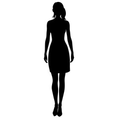 silhouette of young modern woman on a white isolated background