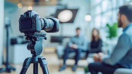 Cameraman Filming a Corporate Interview