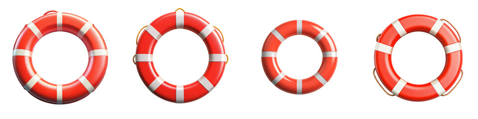 Colorful life rings or buoys for water safety and emergency rescue for swimming boating and other coastal recreational activities to prevent accidents and save lives