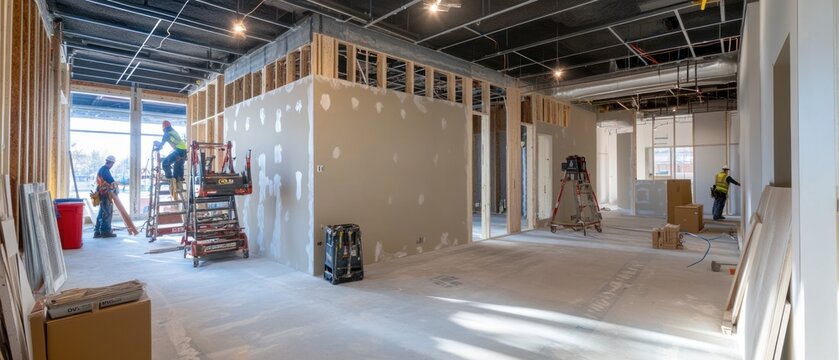 Commercial Building Under Construction: Interior View