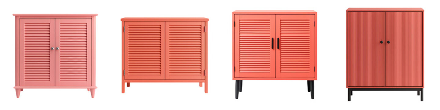 Minimalist wooden cabinets shelving units and storage furniture for modern home and office interior design and organization  Various styles of wooden armoires wardrobes dressers sideboards cupboards