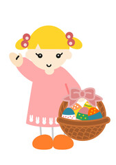 イースターエッグの入ったバスケットを持つ女の子