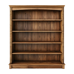 Clean Isolated Wooden Bookcase on transparent background for Minimalist Interior Design and Decoration