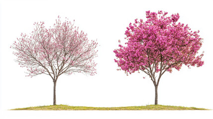 Fototapeta premium pink blooming trees isolated on a white background