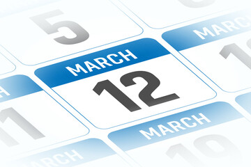 12 March calendar day vector illustration
