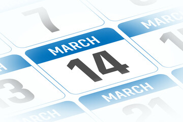 14 March calendar day vector illustration