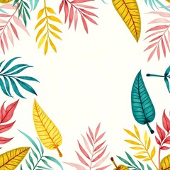 Obraz premium Summer tropical leaves seamless pattern water color background isolated on white background