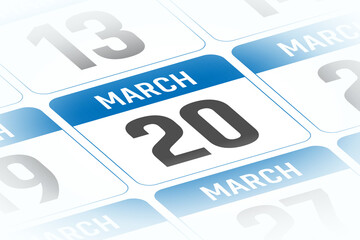 20 March calendar day vector illustration