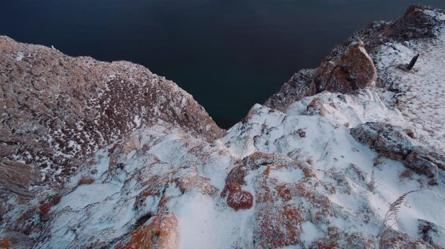 Water on Baikal lake, mountain on background