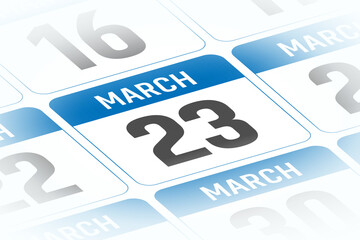 23 March calendar day vector illustration