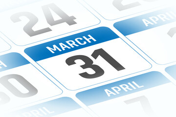 31 March calendar day vector illustration