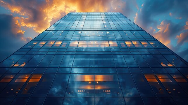 business building, the background is the American flag, an award winning editorial photography, a cinematic portrait, natural colors,