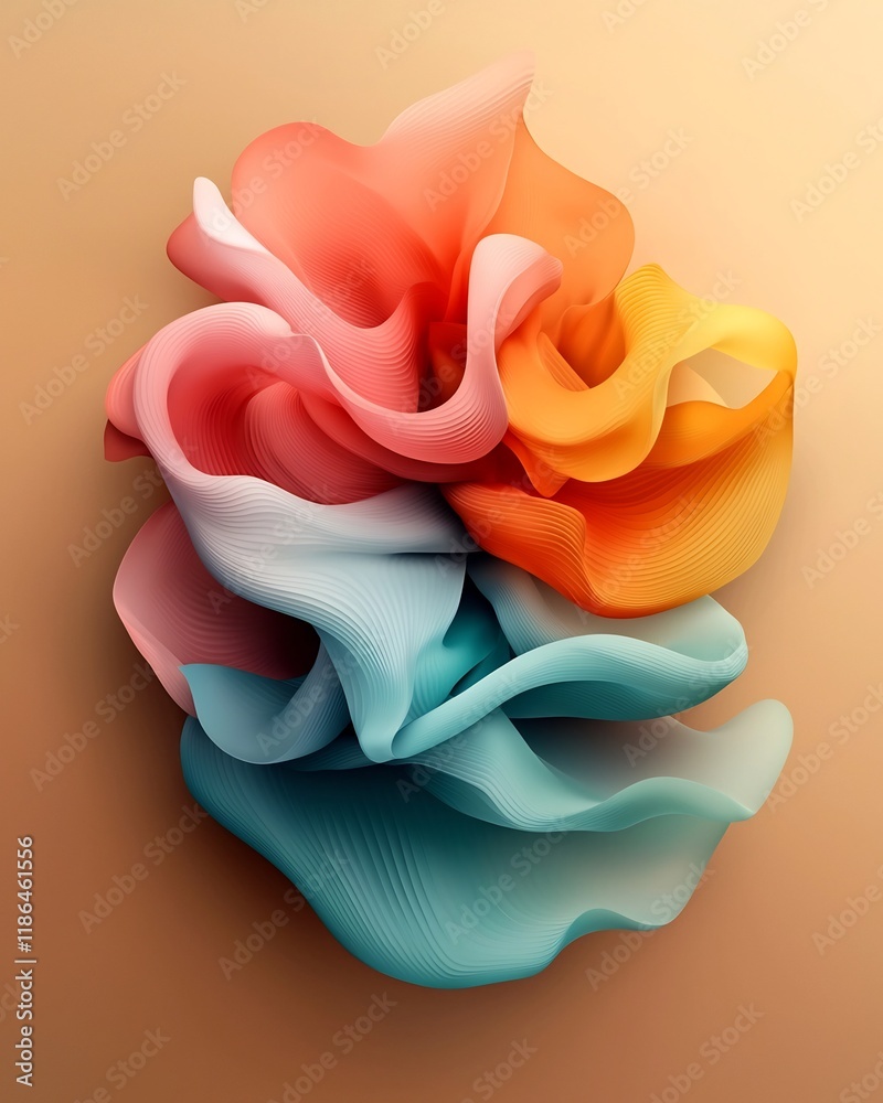 Poster captivating dreamlike abstract backdrop featuring undulating iridescent forms striking abstract geom