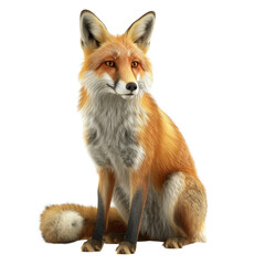 Fototapeta premium Realistic Chinook Fox Sitting on Clean transparent background with Photorealistic Details