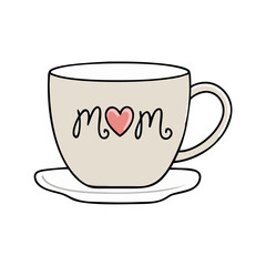 coffee cup with mom text. vector icon, mother’s day vector illustration - simple illustration of coffee cup with mom text.perfect for logos, and mother’s day -themed designs.