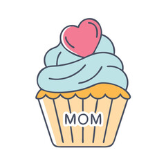cupcake decorated for mom vector icon, mother’s day vector illustration - simple illustration of cupcake decorated for mom perfect for logos, and mother’s day -themed designs.