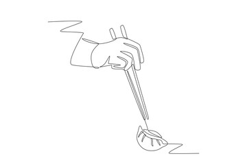 Jiaozi chinese dumplings concept one-line drawing