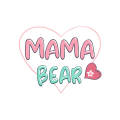 heart with mama bear vector icon, mother’s day vector illustration - simple illustration of heart with mama bear perfect for logos, and mother’s day -themed designs.