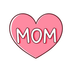 heart with mom text vector icon, mother’s day vector illustration - simple illustration of heart with mom text perfect for logos, and mother’s day -themed designs.