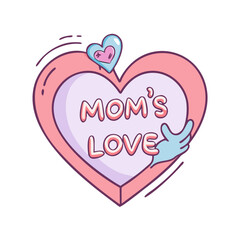 mom s love in heart shape vector icon, mother’s day vector illustration - simple illustration of mom s love in heart shape perfect for logos, and mother’s day -themed designs.