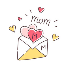 mom s love letter vector icon, mother’s day vector illustration - simple illustration of mom s love letter perfect for logos, and mother’s day -themed designs.
