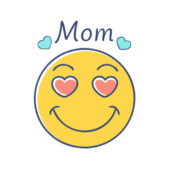 mom s smiley face emoji vector icon, mother’s day vector illustration - simple illustration of mom s smiley face emoji perfect for logos, and mother’s day -themed designs.