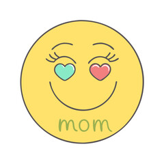 mom s smiley face emoji vector icon, mother’s day vector illustration - simple illustration of mom s smiley face emoji perfect for logos, and mother’s day -themed designs.