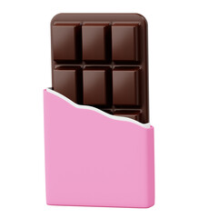 3D icon sweet chocolate valentine's day, Chocolate bar with love, Valentine's Day Concept theme design