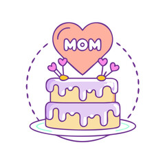mother s day cake vector icon, mother’s day vector illustration - simple illustration of mother s day cake perfect for logos, and mother’s day -themed designs.