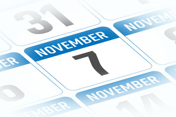 7 November calendar day vector illustration