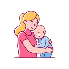 mother with toddler vector icon, mother’s day vector illustration - simple illustration of mother with toddler perfect for logos, and mother’s day -themed designs.