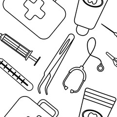 Medical Equipment Line Style Seamless Pattern