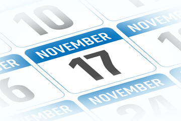 17 November calendar day vector illustration