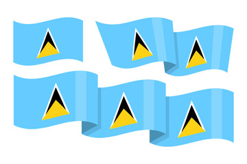 Vector illustration of wavy Saint Lucia flag on transparent background