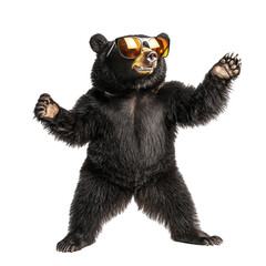 Obraz premium Funny American Black Bear Dancing in Sunglasses with a Playful Expression