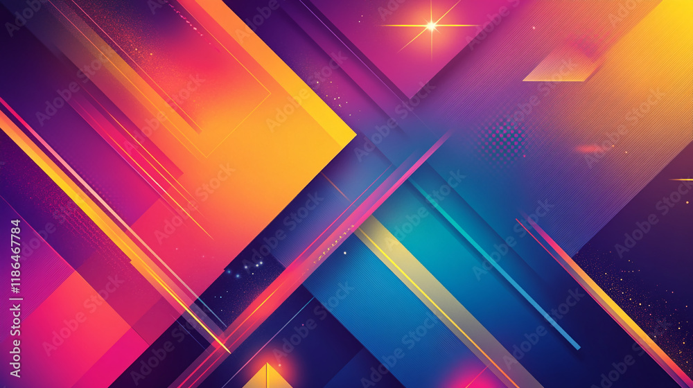 Poster vibrant abstract geometric design with colorful gradients and dynamic shapes