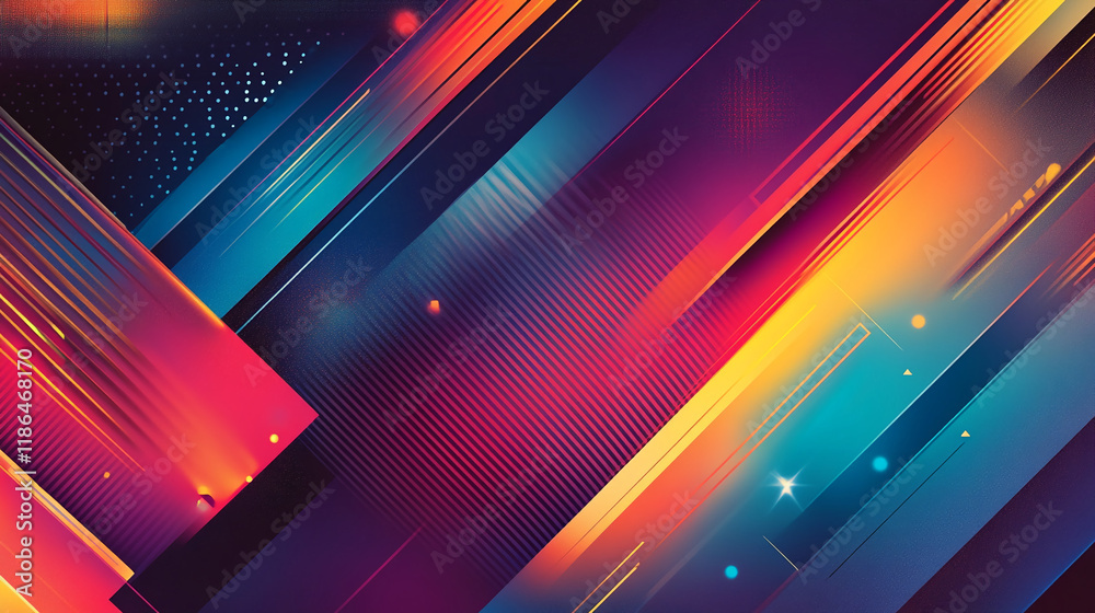 Poster abstract geometric gradient background with vibrant colors and glowing effects