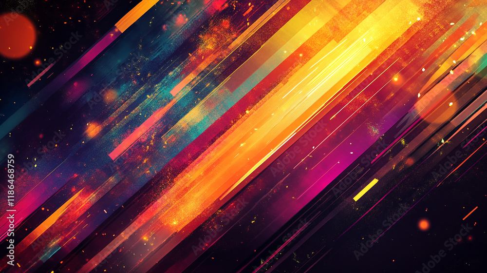 Poster abstract gradient light streaks with dynamic vibrant colors and sparkles