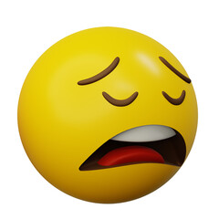 3d Emoticon Weary or Exhausted Face Yellow Ball Emoticon Emoji or Smiley