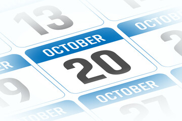 20 October calendar day vector illustration