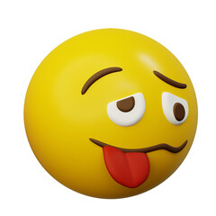 3d Emoticon Drunk or Stupid Face Yellow Ball Emoticon Emoji or Smiley