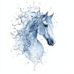 stunning horse with mane made of flowing water, symbolizing grace and beauty