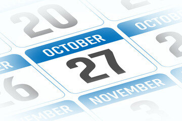 27 October calendar day vector illustration